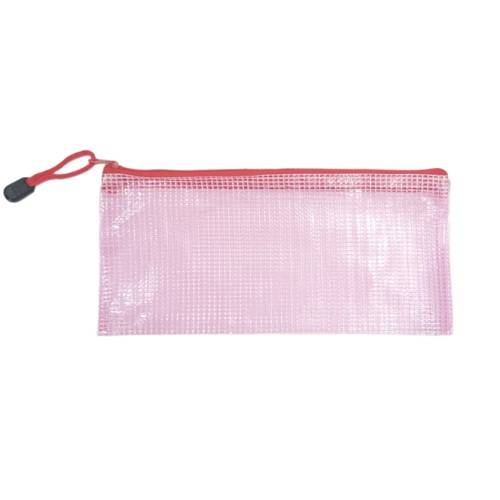 مقلمة بلاستيك شفافة لون وردي فاتح