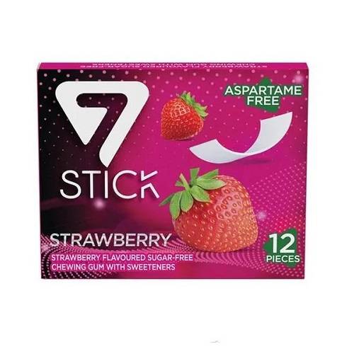 7ستيك علكة خالية من السكر بنكهة الفراولة مع المحليات 12حبة