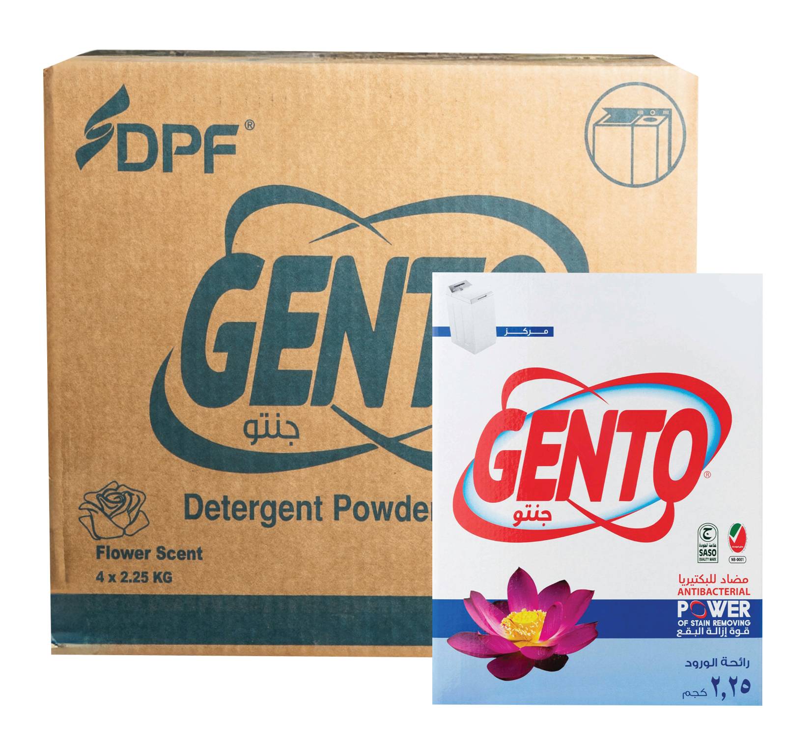 جنتو مسحوق غسيل عالي الرغوة برائحة الورد 2.25كجم 4حبة