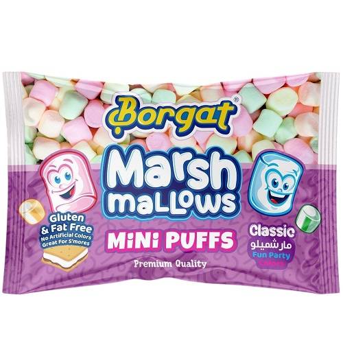بورقات مارشميلو ميني كلاسيك ملون خالي من الجلوتين والدهون 300جم