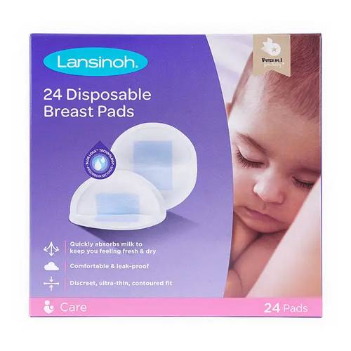 لانسينوه وسائد الثدي للاستخدام مره واحده للحفاظ على الثدي جاف 24وسادة
