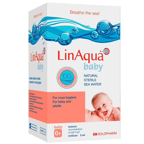 سولوفارم ليناكوا بيبي 9جم/لتر مياه بحر معقمة طبيعية لتنظيف الانف للاطفال والبالغين 2مل جرعات منفصبه