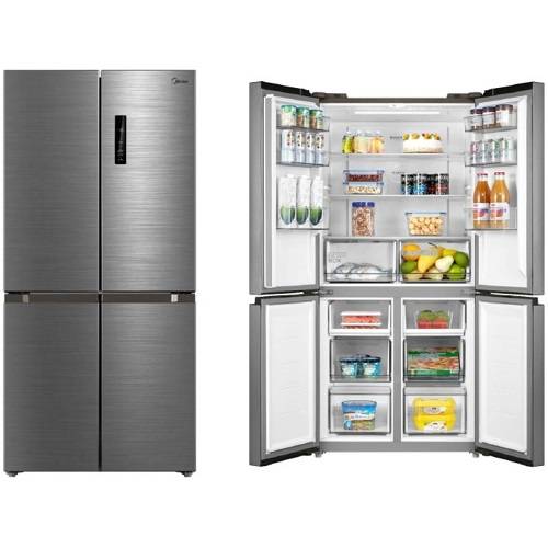 ميديا ثلاجة ​​باربعة ابواب 474لتر 16.74قدم مكعب فولاذ رمادي موديل رقم.MDRF632FIG46AED