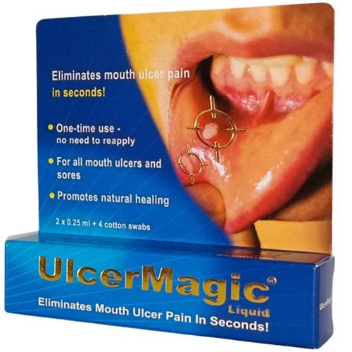 السر ماجيك سائل لتخفيف الم القرحة 0.025مل 2امبول + 4 اعواد قطنية