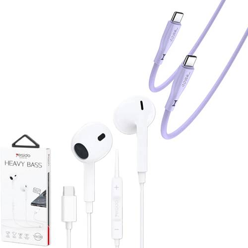 يوسيدو سماعات اذن سلكية Type C + كابل Type C الي Type C بقوة 60واط مجانا