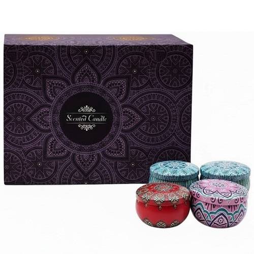 مجموعة شموع معطرة 4حبة + عبوة هدايا ملونة