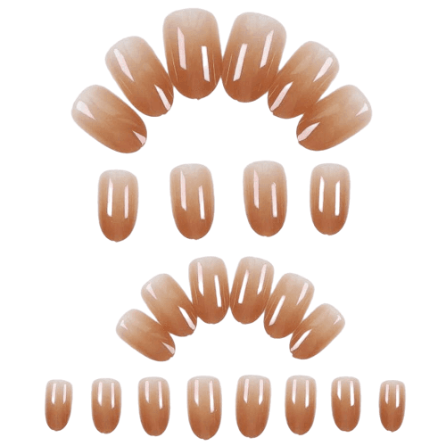 طقم اظافر قصيرة بشكل فرنسي 24حبة