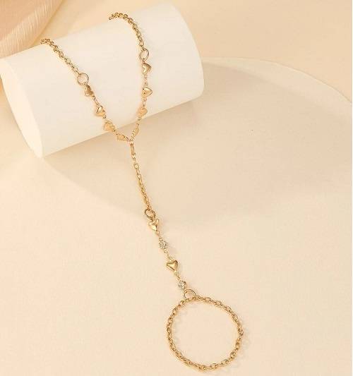 سوار قدم شكل قلب ذهبي