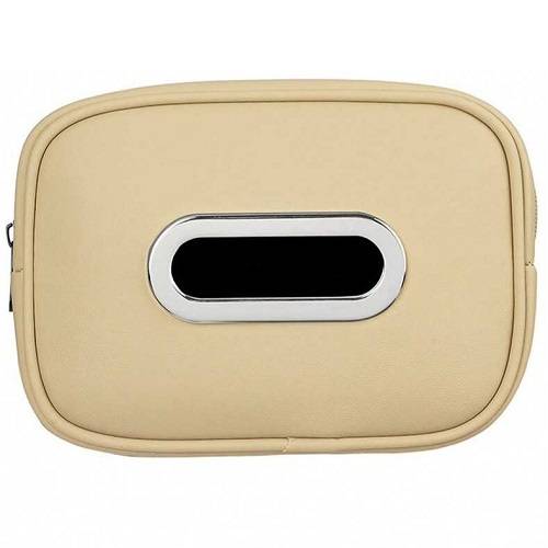 علبة مناديل جلد للسيارة لون بيج