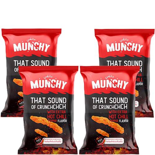 مانشي مقرمشات الذرة خالية من المواد الحافظة بنكهة الشطة الحارة 80جم 4حبة