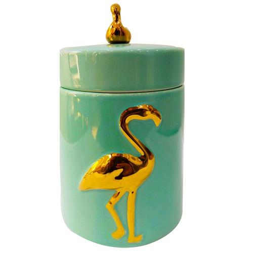 فازة سيراميك بغطاء ارتفاع 15سم اخضر فاتح موديل رقم.MK554-41
