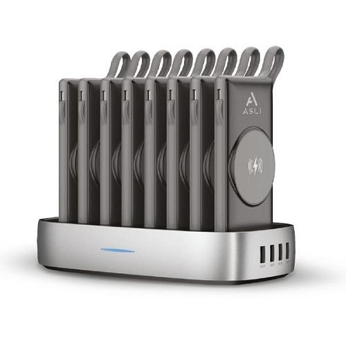 اسلي باور ستيشن 8بطاريات بشحن لاسلكي 10000مللي امبير اسود موديل رقم.PS810B