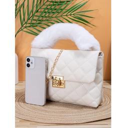 حقيبة يد نسائية مربعة ناعمة الملمس