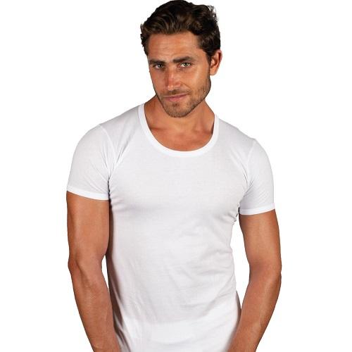 اوتس فانيلة نص كم دائري ابيض