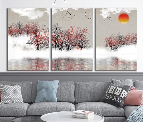 لوحة ثلاثية من الفن الحديث مصنوعة من خام الكانفس عالي الجودة مع اطار داخلي رقم.2252225