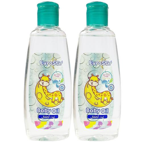 يورو ستار زيت مرطب للجسم للاطفال 200مل 2حبة