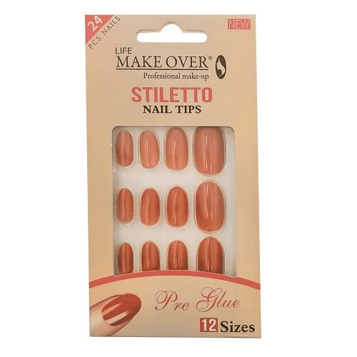 ميك اوفر طقم اظافر صناعية 24حبة مقاس12 موديل رقم.S14