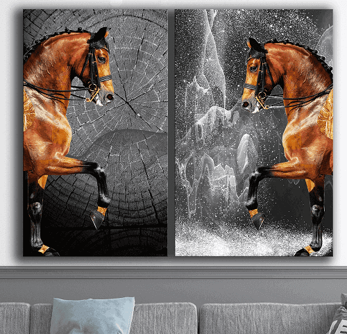 لوحة ثنائية من الفن الحديث مصنوعة من خام الكانفس عالي الجودة مع اطار داخلي رقم.2252246