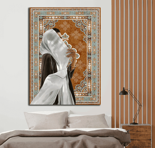 لوحة من الفن الحديث مختلطة مع التراث الخليجي من خام الكانفس عالي الجودة مع اطار داخلي رقم.2252376