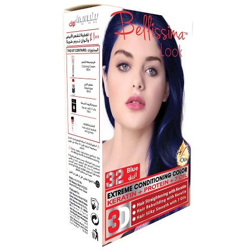 بيليسيما لوك صبغة الشعر الدائمة بالكيراتين والبروتين و7زيوت ازرق 50مل رقم.32