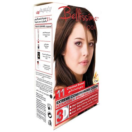 بيليسيما لوك صبغة الشعر الدائمة بالكيراتين والبروتين و7زيوت بني كستنائي 50مل رقم.11