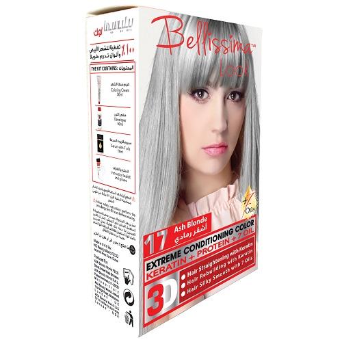 بيليسيما لوك صبغة الشعر الدائمة بالكيراتين والبروتين و7زيوت اشقر رمادي رقم.17