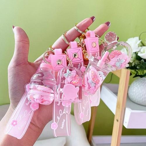  كريستال بلوم سلسلة مفاتيح قلادة وردي