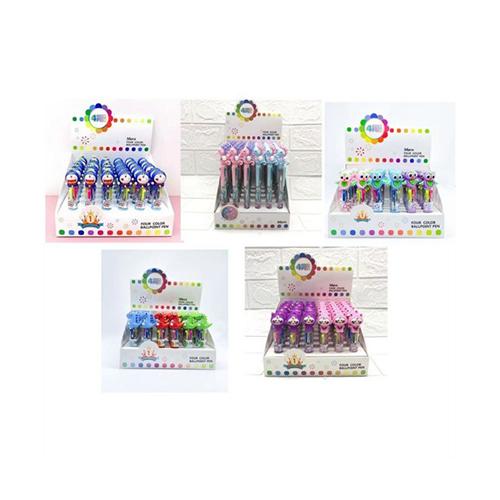 ميني بال قلم حبر جاف مع دمية لطيفة 4الوان