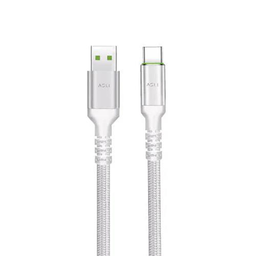 اسلي جلوبال باور كابل ماكس نايلون مضفر USB الى Type C بطول 1م ابيض موديل رقم.PWM-AC1W