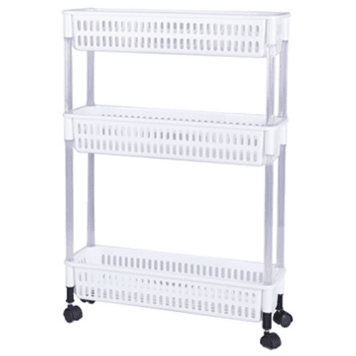ام تي ار ستاند مطبخ بلاستيك بعجلات 3طابق لون ابيض رقم.2421A