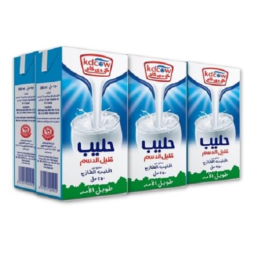 كي دي كاو حليب قليل الدسم طويل الامد 250مل 6حبة