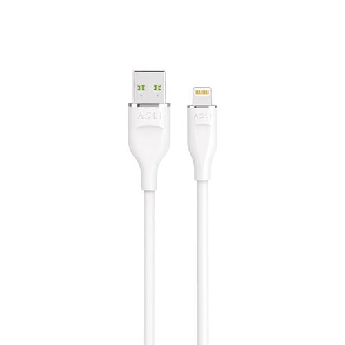 اسلي جلوبال باور كابل السيليكون الفاخر USB الى لايتنينج 1م ابيض موديل رقم.PWL-AL1W