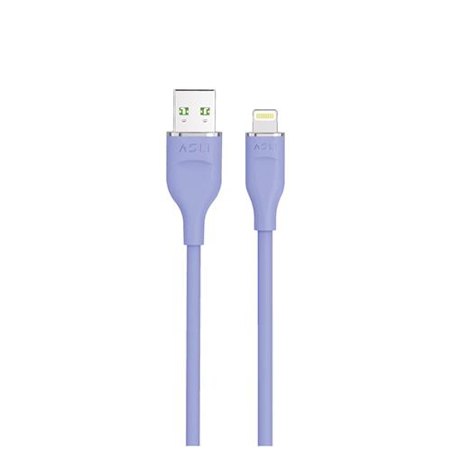اسلي جلوبال باور كابل السيليكون الفاخر USB الى لايتنينج 1م بنفسجي موديل رقم.PWL-AL1P