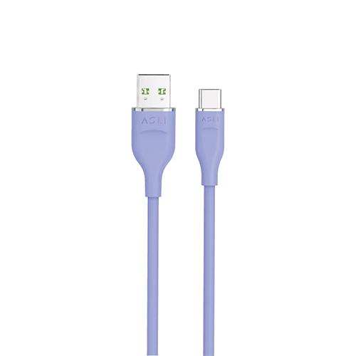 اسلي جلوبال باور كابل السيليكون الفاخر USB الى Type C بطول 2م بنفسجي موديل رقم.PWL-AC2P