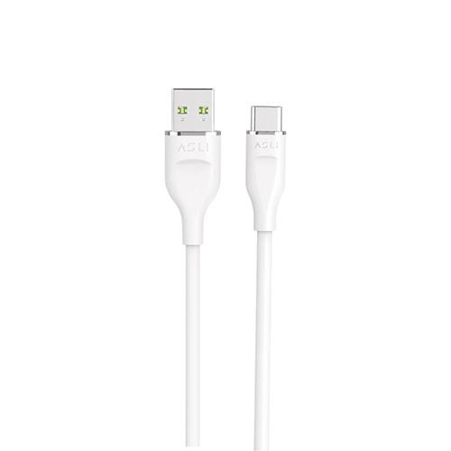 اسلي جلوبال باور كابل السيليكون الفاخر USB الى Type C بطول 1م ابيض موديل رقم.PWL-AC1W