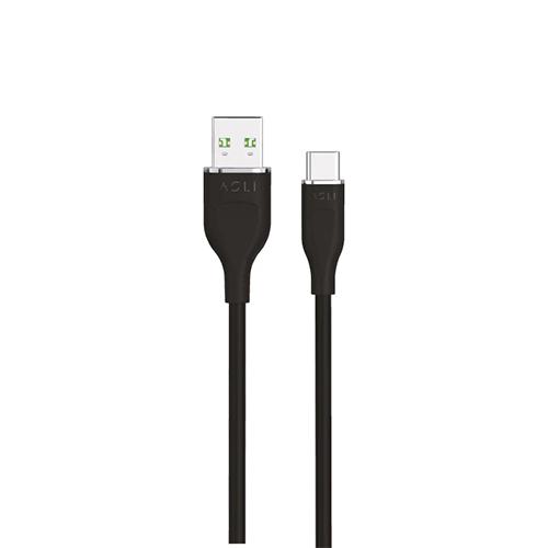 اسلي جلوبال باور كابل السيليكون الفاخر USB الى Type C بطول 1م اسود موديل رقم.PWL-AC1B