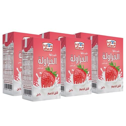 كي دي كاو حليب قليل الدسم بنكهة الفراولة 250مل 6حبة