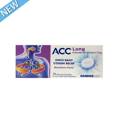 ايه سي سي لونج اسيتيل سيستين 600مجم مذيب وطارد للبلغم 10اقراص فوارة