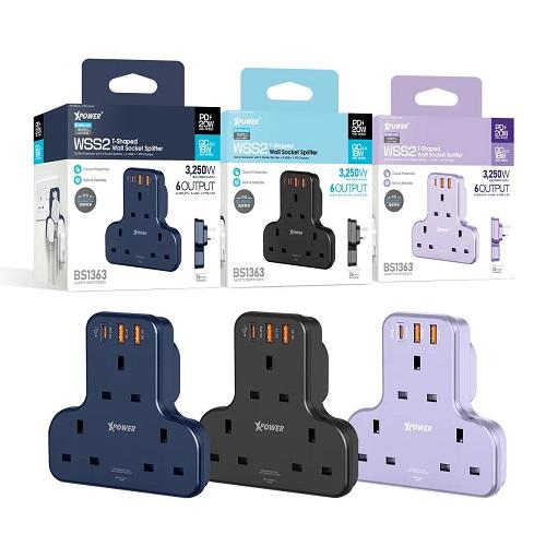 اكس باور دبليو اس اس2 PD مشترك شكل حرف T مع 3 منافذ 20واط اسود موديل رقم.XP-WSS2-BK