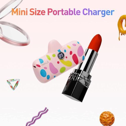 اي ووك لينك مي برو بطارية الجيب 4800مللي امبير شحن سريع مع شاشة عرض لايفون نمط الفقاعة وردي موديل رقم.DBL5000PL-013B