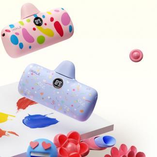 اي ووك لينك مي برو بطارية الجيب 4800مللي امبير شحن سريع مع شاشة عرض لايفون نمط الفقاعة وردي موديل رقم.DBL5000PL-013B