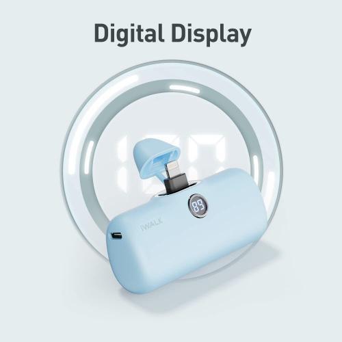 اي ووك لينك مي برو بطارية الجيب 4800مللي امبير شحن سريع مع شاشة عرض لايفون ازرق موديل رقم.DBL5000PL-007B