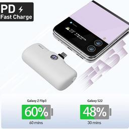 اي ووك لينك مي برو بطارية الجيب 4800مللي امبير Type C شحن سريع مع شاشة عرض ابيض موديل رقم.DBL5000PC-002A