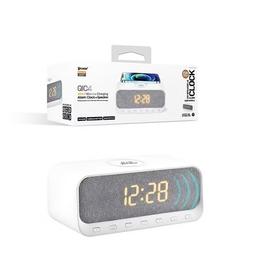 اكس باور كيو اي سي4 ساعة منبه و مكبر صوت بلوتوث مع شاحن لاسلكي 15واط ابيض موديل رقم.XP-ST8-WH