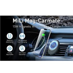 ميلي ماج كارميت شاحن سريع لاسلكي مغناطيسي للسيارة 15واط اسود موديل رقم.HC-G22