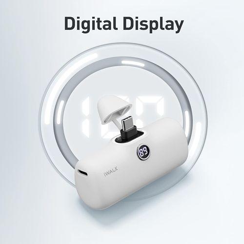 اي ووك لينك مي برو بطارية الجيب 4800مللي امبير Type C شحن سريع مع شاشة عرض ابيض موديل رقم.DBL5000PC-002A