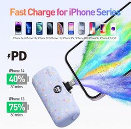 اي ووك لينك مي برو بطارية الجيب 4800مللي امبير شحن سريع مع شاشة عرض لايفون نمط الشريط بنفسجي موديل رقم.DBL5000PL-005B