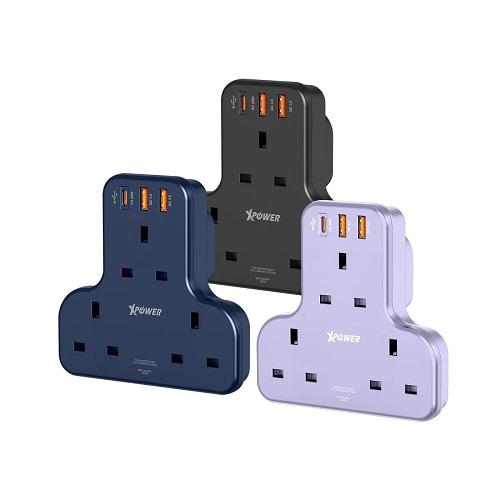 اكس باور دبليو اس اس2 PD مشترك شكل حرف T مع 3 منافذ 20واط اسود موديل رقم.XP-WSS2-BK