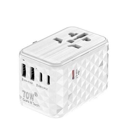 اسلي جلوبال شاحن عالمي Gan PD بقوة 70واط شاحن سريع ابيض موديل رقم.AS-TC70W