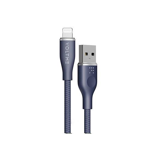 فولتمي كابل باورلينك رووج USB الى لايتنينج كيبل من النايلون المزدوج وموصل سبائك الزنك 1.2م ازرق رقم.15697